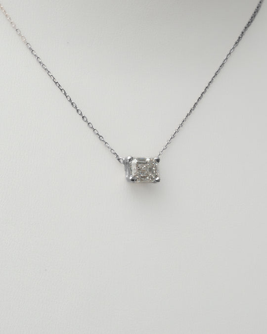 East to West - Horizontal Emerald Cut Lab Grown Diamond Pendant - Image 3