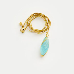 18kt Gold Carnival Aquamarine Twist Amulet on Cord