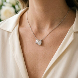 Toi Et Moi - Platinum Emerald & Pear Lab-Grown Diamond Pendant Necklace