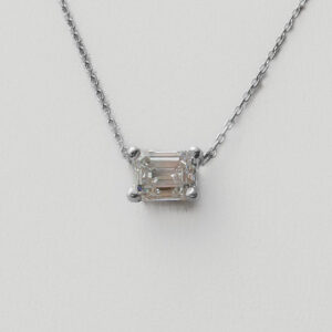 East to West - Horizontal Emerald Cut Lab Grown Diamond Pendant