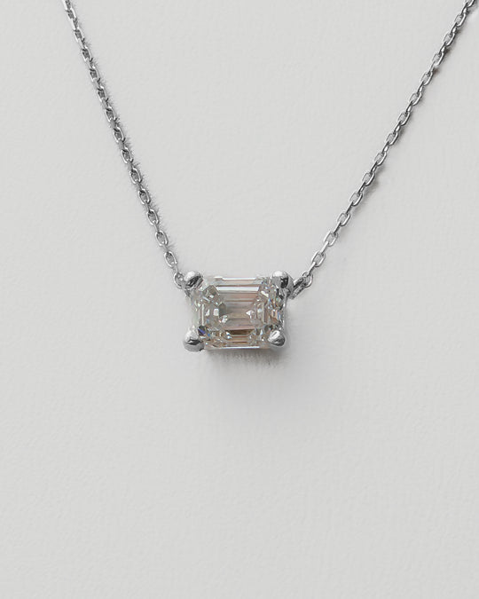 East to West - Horizontal Emerald Cut Lab Grown Diamond Pendant - Image 2