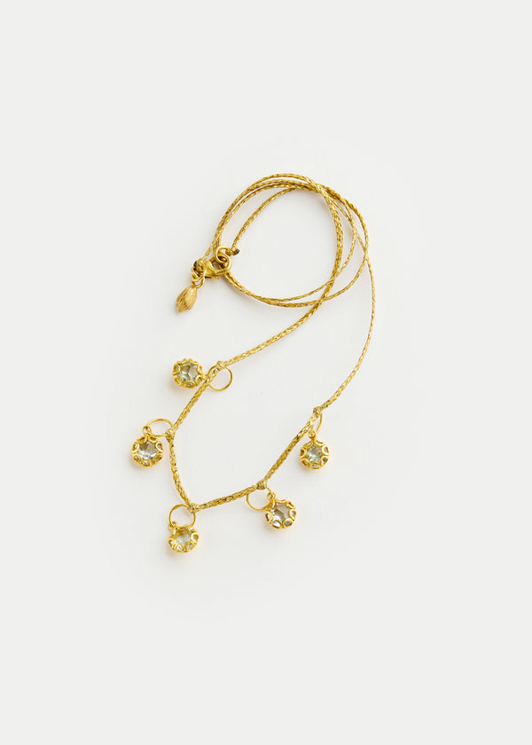 18kt Gold PSTM Myanmar Aquamarine Five Petal Amulets on Cord - Image 2