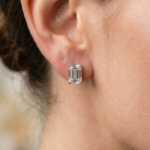 Emily - Emerald Lab Diamond Platinum Earrings