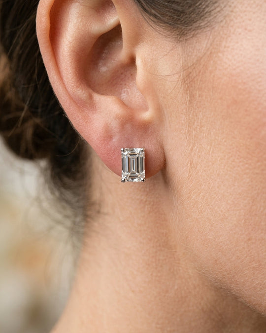 Emily - Emerald Lab Diamond Platinum Earrings - Image 4