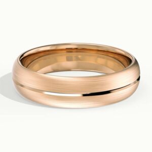 5.5mm Central Groove Wedding Ring in 18k Yellow Gold
