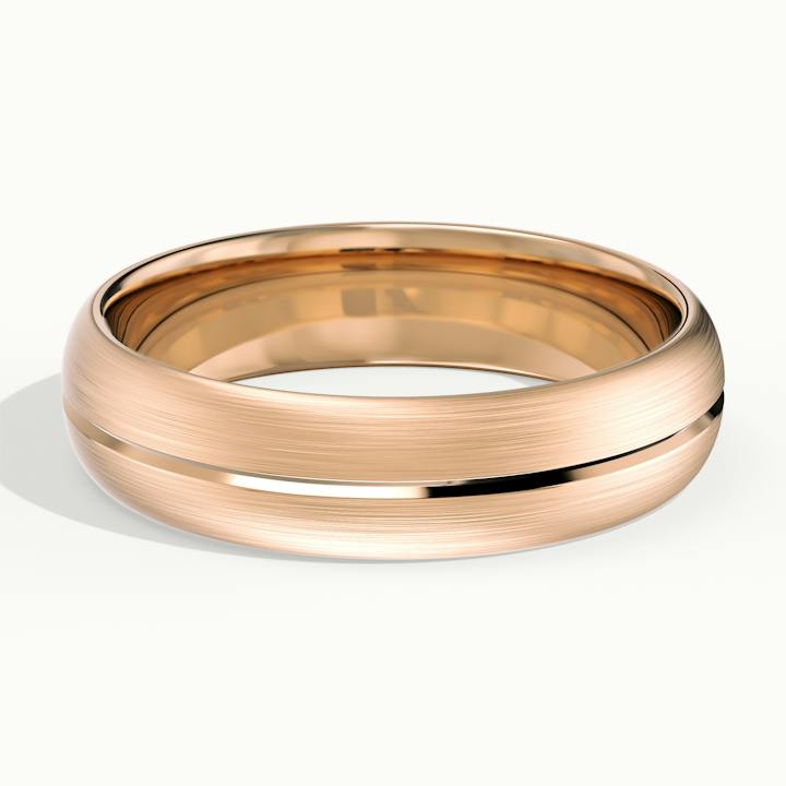 5.5mm Central Groove Wedding Ring in 18k Yellow Gold - Image 2