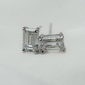 Emily - Emerald Lab Diamond Platinum Earrings
