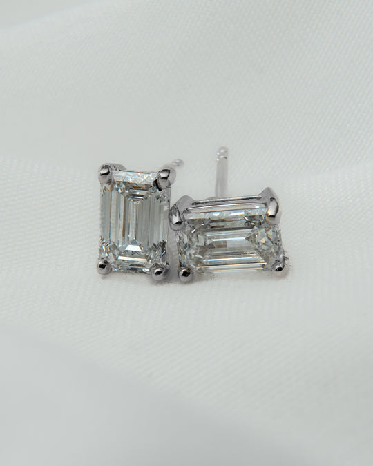 Emily - Emerald Lab Diamond Platinum Earrings - Image 3