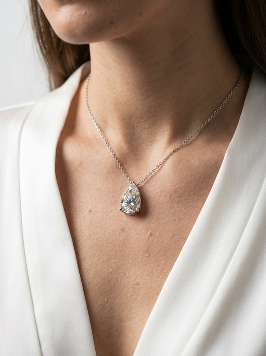 Celeste - Platinum Pear Lab Grown Diamond Pendant - Image 4