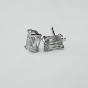 Emily - Emerald Lab Diamond Platinum Earrings