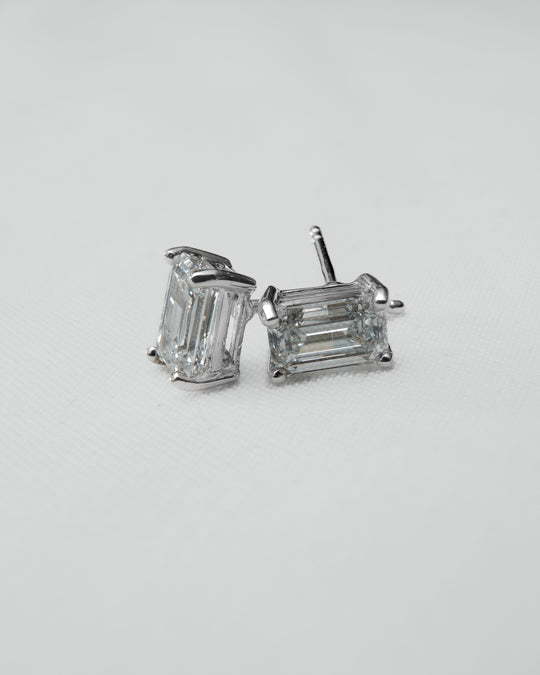 Emily - Emerald Lab Diamond Platinum Earrings - Image 2