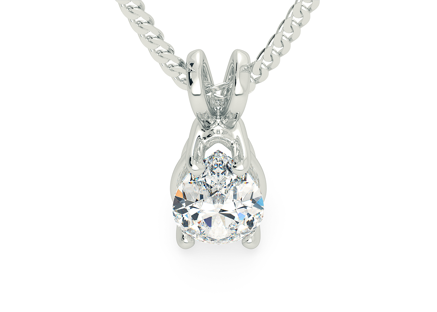 Pear Ettore Diamond Pendant in 18K White Gold - Image 3