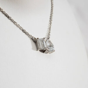 Toi Et Moi - Platinum Emerald & Pear Lab-Grown Diamond Pendant Necklace