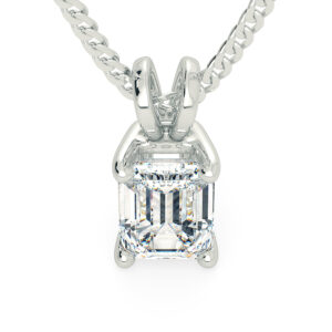 Emerald Ettore Diamond Pendant in 18K White Gold