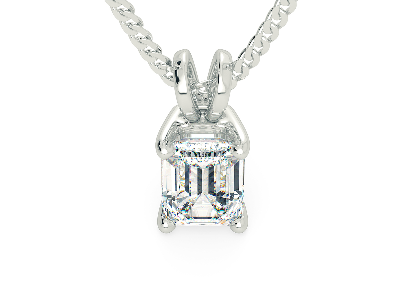Emerald Ettore Diamond Pendant in 18K White Gold - Image 3