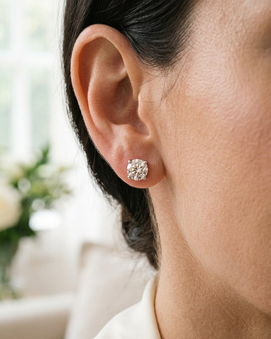 Electra - Platinum Round Lab Grown Diamond Stud Earrings - Image 4