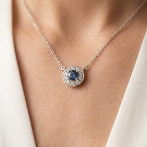 Lola - Round 1ct Vivid Blue Lab Diamond Cluster Pendant