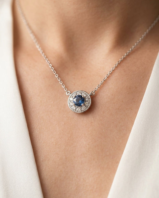 Lola - Round 1ct Vivid Blue Lab Diamond Cluster Pendant - Image 2