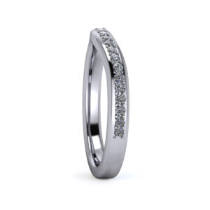 18K White Gold 2.5mm Slight Wave Half Grain Diamond Set Ring