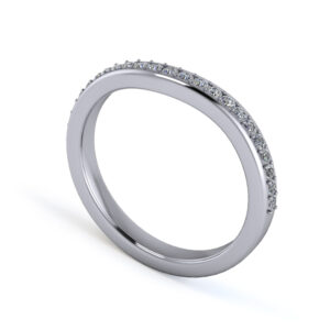 18K White Gold 2.5mm Slight Wave Half Grain Diamond Set Ring