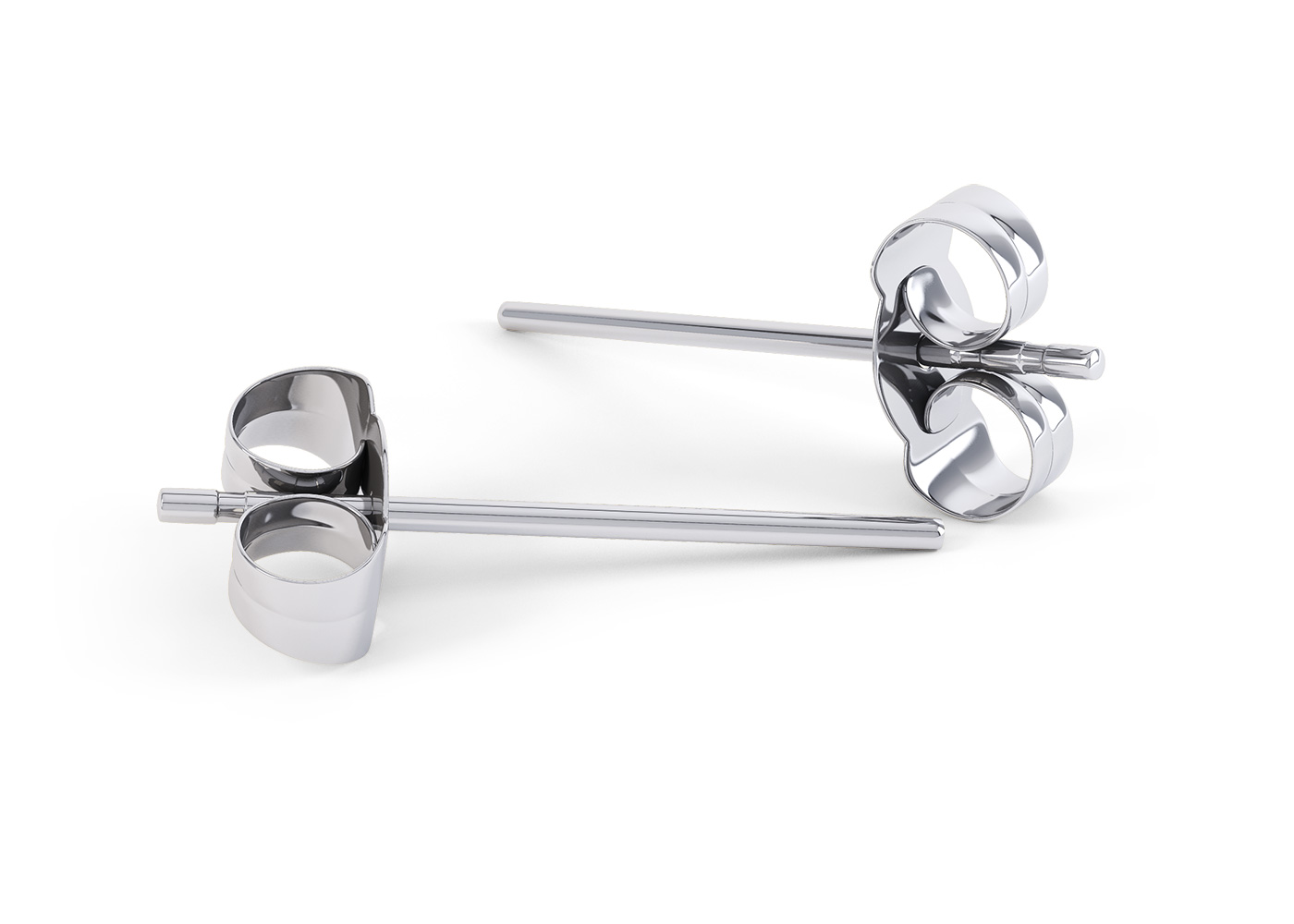 Ettore Princess Diamond Stud Earrings in Platinum with Butterfly Backs - Image 3