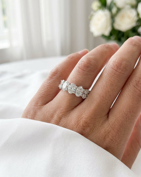 Olivia - 4ct Oval Claw Set 100% Lab Diamond Eternity Ring - Image 5