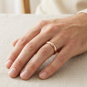 18K Rose Gold D Shape Wedding Ring Band