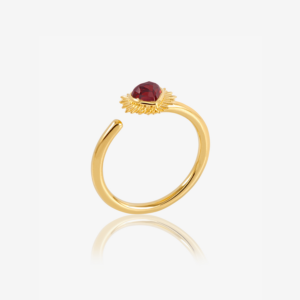 Adjustable Electric Love Mini Garnet Heart Ring