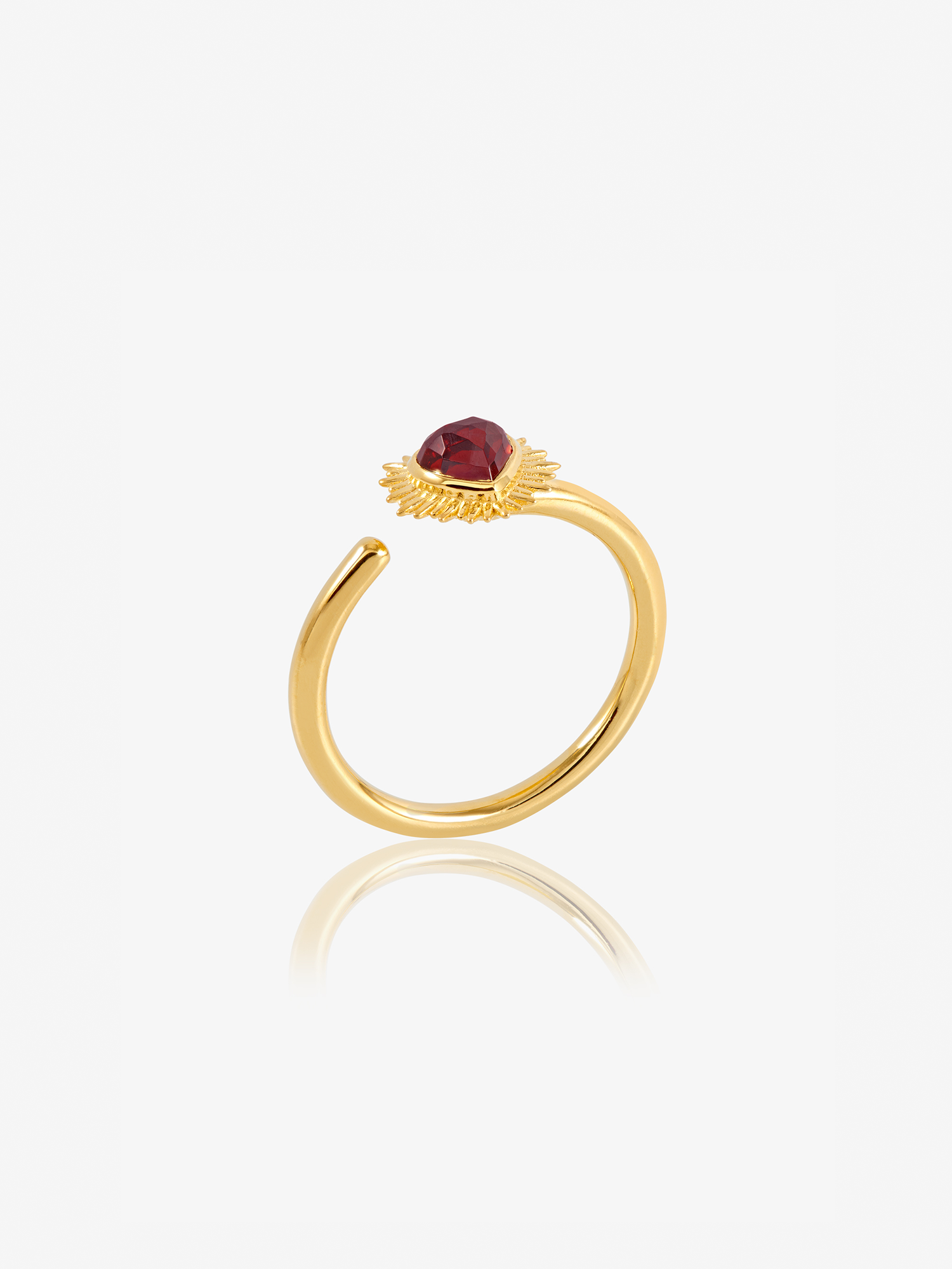 Adjustable Electric Love Mini Garnet Heart Ring - Image 2