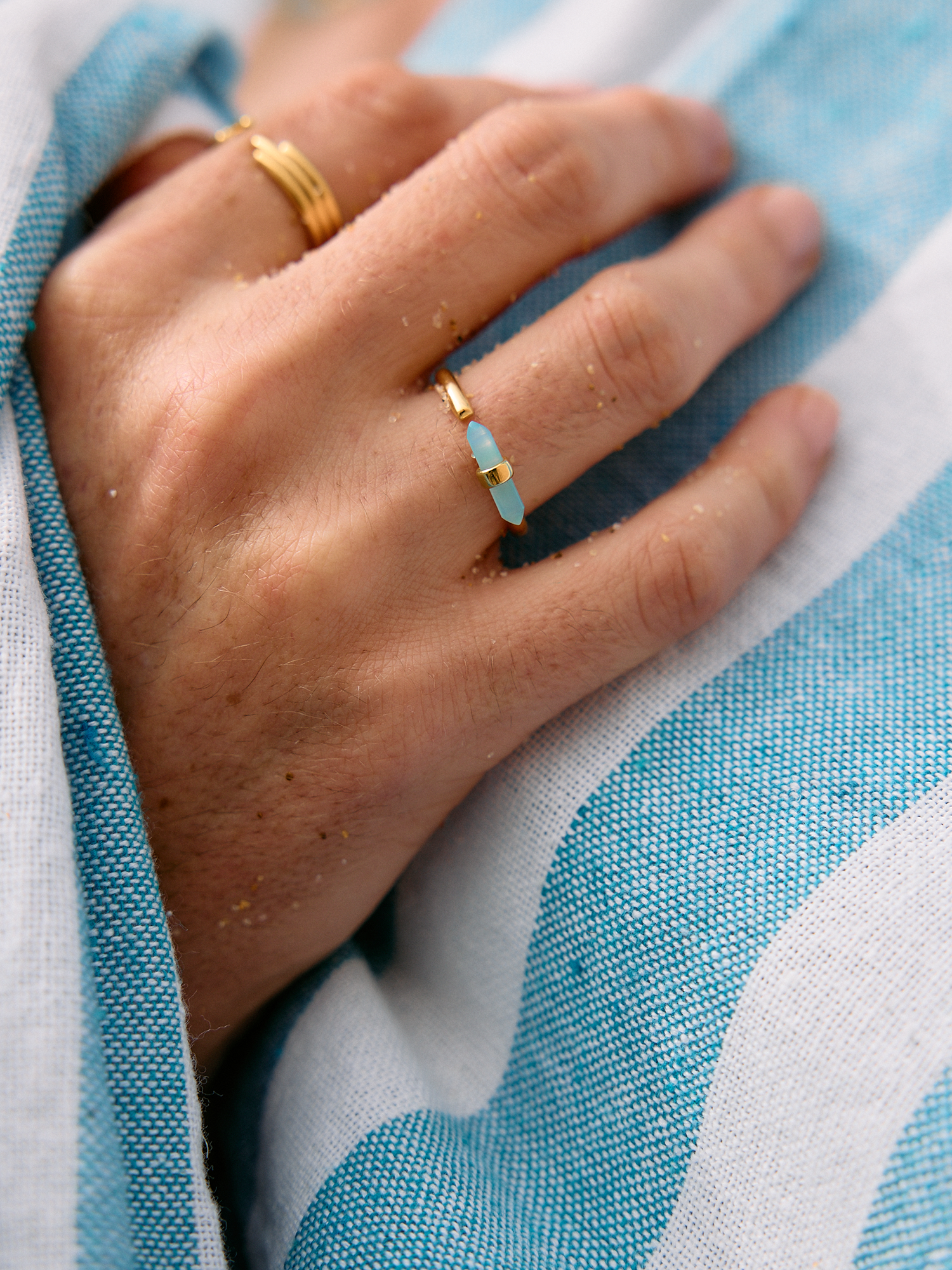 Tranquility Amazonite T-Bar Adjustable Ring - Image 3