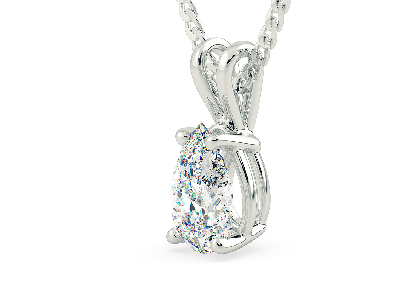 Pear Ettore Diamond Pendant in 18K White Gold - Image 2