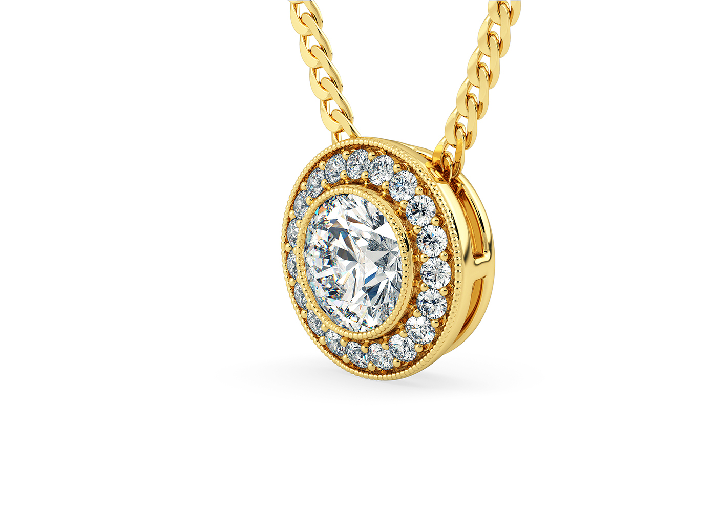 Round Brilliant Dante Diamond Pendant in 18K Yellow Gold - Image 2