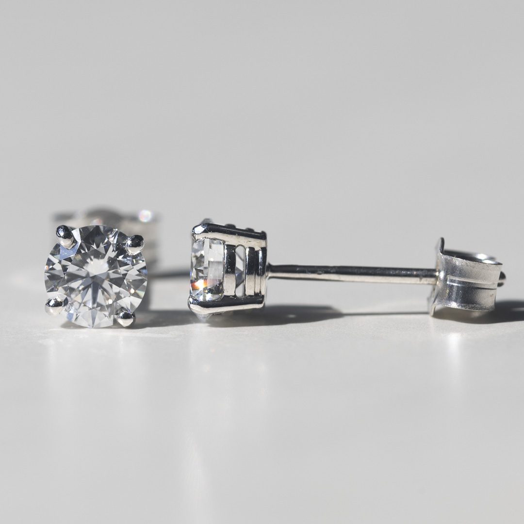 1ct Lab-Grown Round Brilliant Ettore Diamond Stud Earrings in 9K White Gold - Image 4