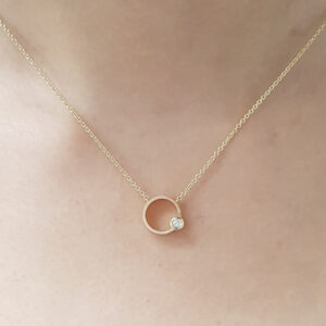 Orbit Necklace - 18k Rose & Yellow Gold with Diamond