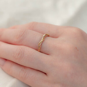 Twig Ring with Three Twisted Twigs in Solid 18ct Yellow, White and Rose Gold