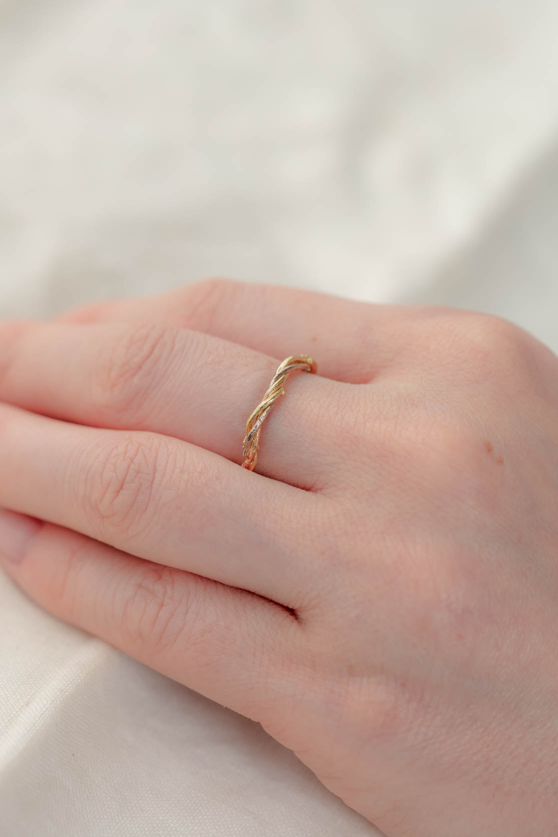 Twig Ring with Three Twisted Twigs in Solid 18ct Yellow, White and Rose Gold - Image 3