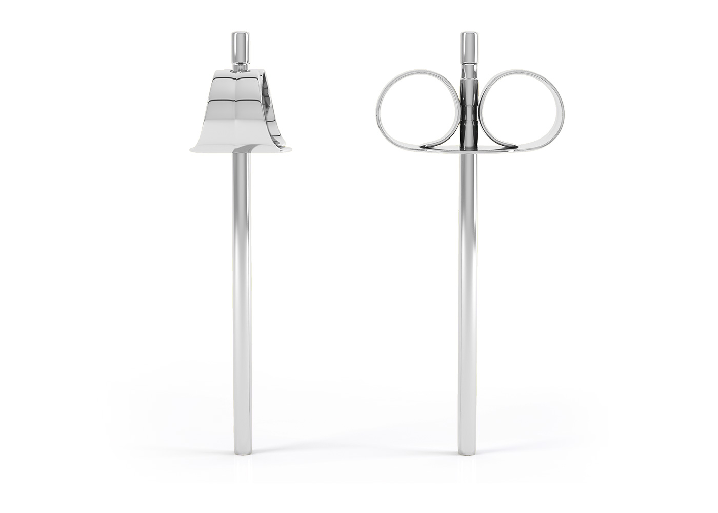 Ettore Princess Diamond Stud Earrings in Platinum with Butterfly Backs - Image 4