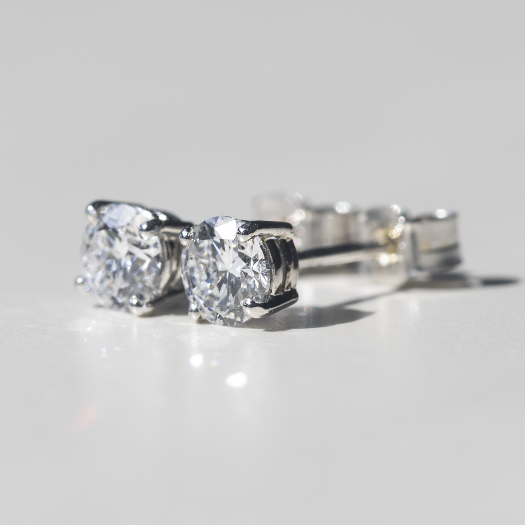 1ct Lab-Grown Round Brilliant Ettore Diamond Stud Earrings in 9K White Gold - Image 2
