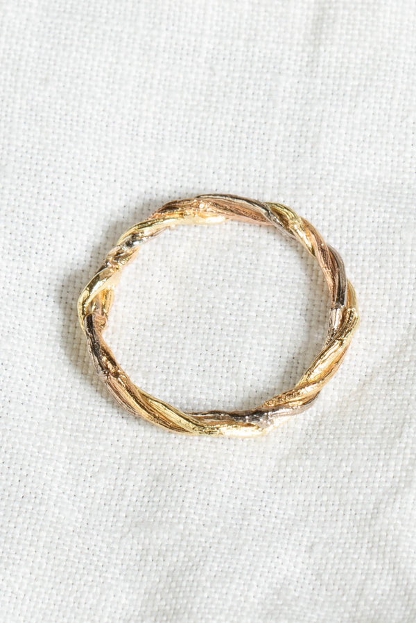 Twig Ring with Three Twisted Twigs in Solid 18ct Yellow, White and Rose Gold - Image 2
