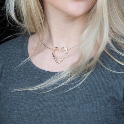 Large Gold Open Heart Necklet - Image 2