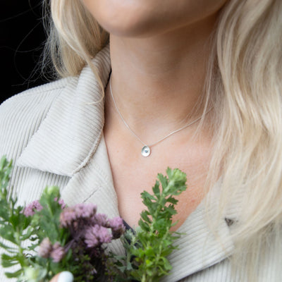 Sea Buttons October Birthstone Silver Pink Tourmaline Pendant - Image 2