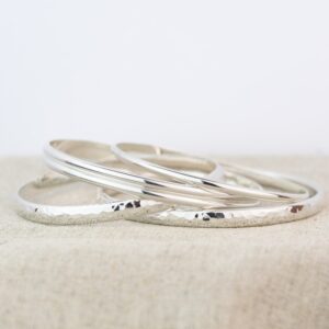 Wide Simple D-Shaped Hammered Bangle