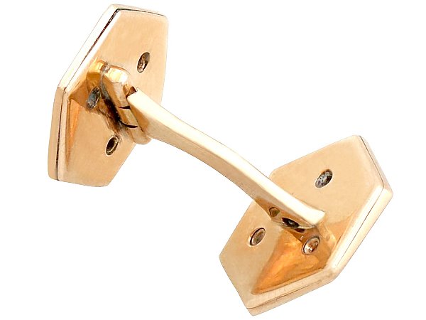 0.24ct Diamond, Platinum Set, 14ct Rose Gold Cufflinks - Antique French Circa 1930 - Image 4