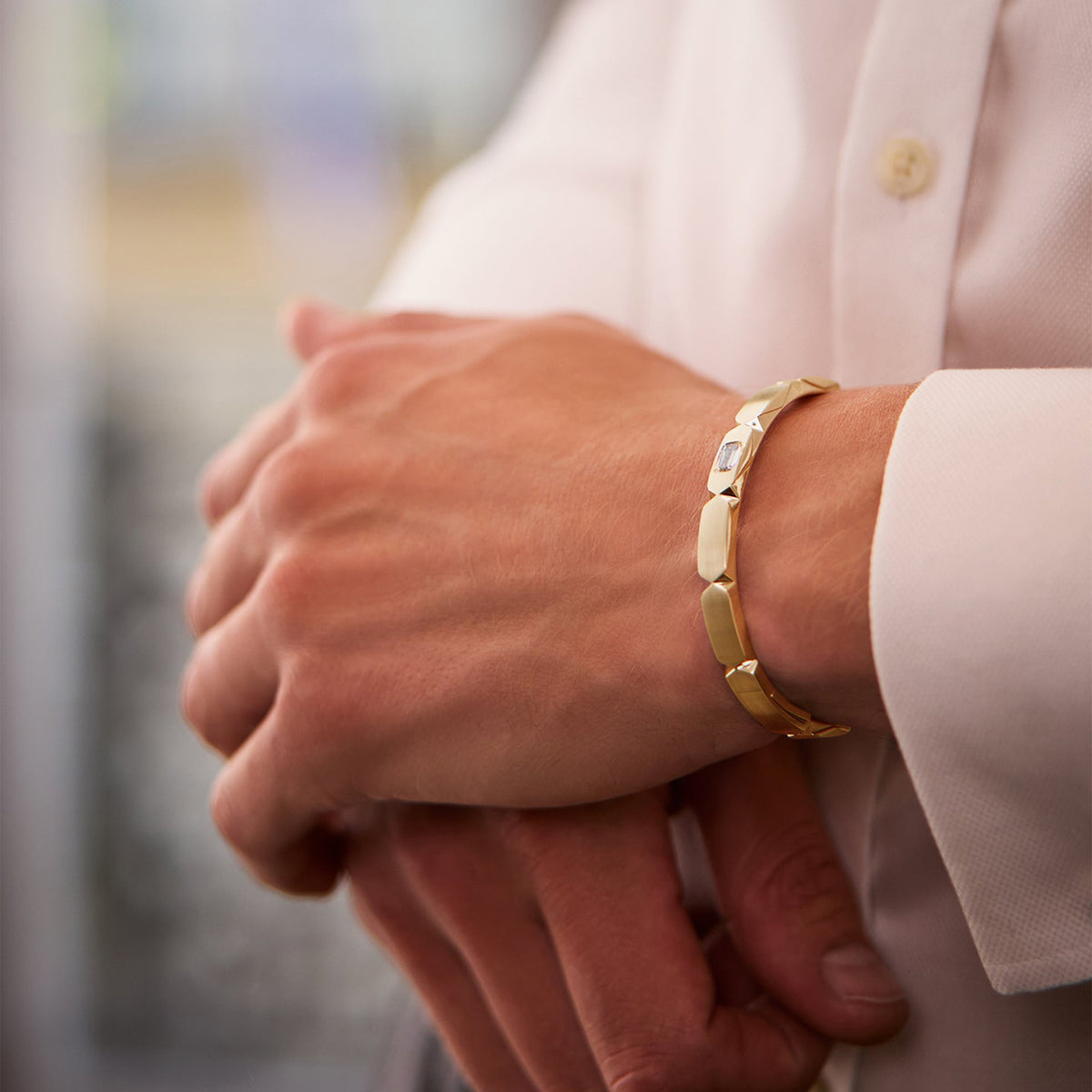 Jazz Ashoka Diamond Yellow Gold Bangle - Image 2
