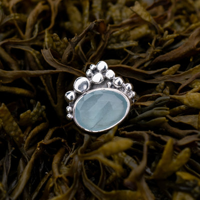 Aquamarine Seafoam Silver Ring - Image 2
