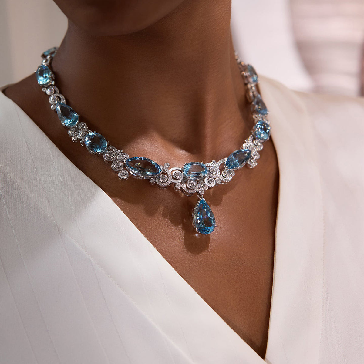 A Family Journey Geneva Aquamarine Platinum Necklace - Image 2