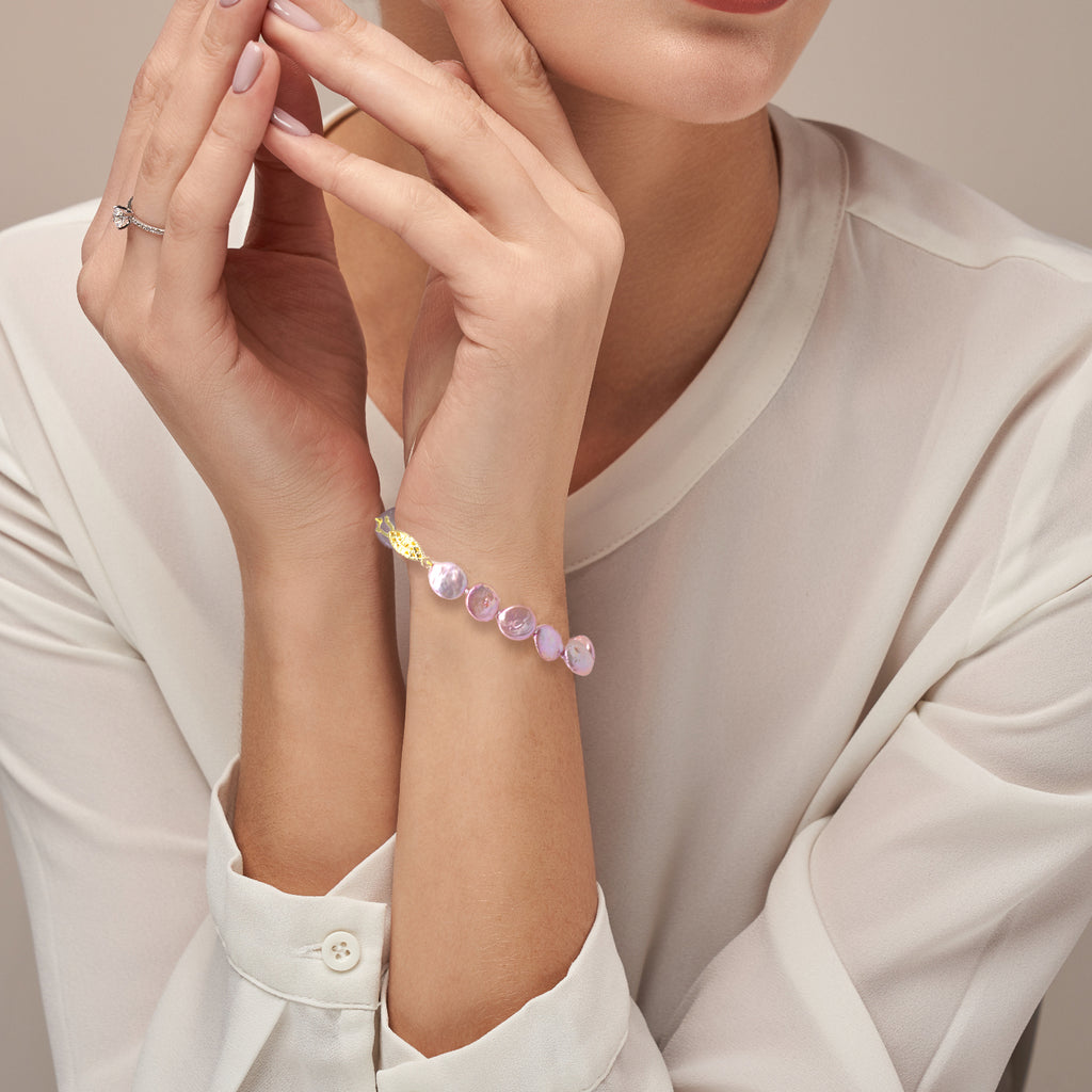 Pink Coin Pearl Bracelet - Image 4
