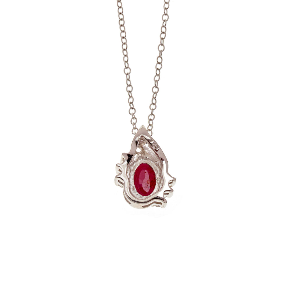 Ruby and White Topaz Silver Pendant - Image 3