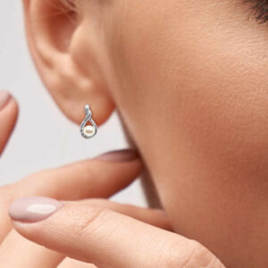 Pearl & CZ Crystal Drop Earrings