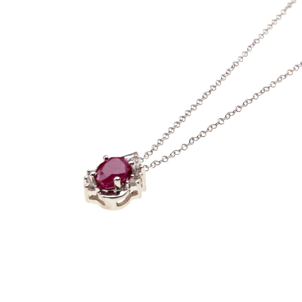 Ruby and White Topaz Silver Pendant - Image 2